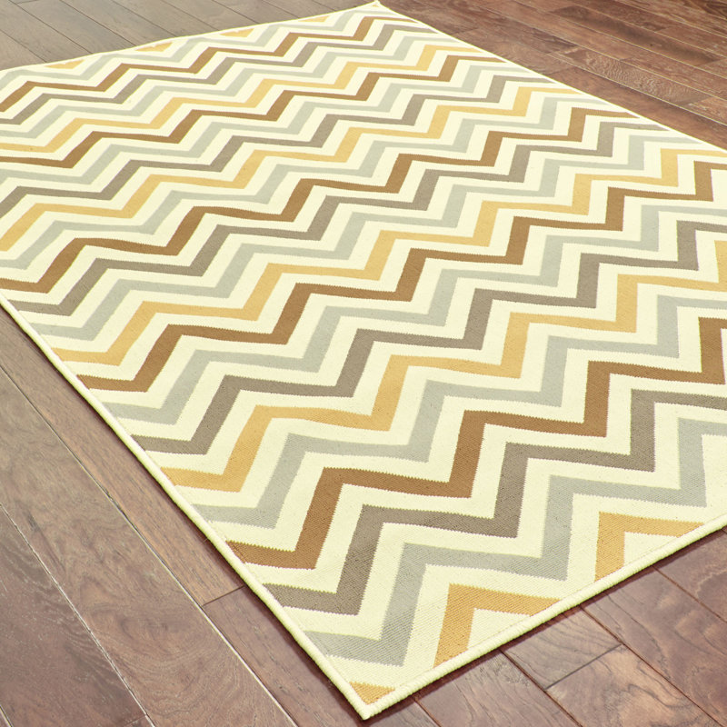 Ebern Designs Brookess Chevron Brown Gray Yellow Indoor Outdoor Area Rug Reviews Wayfair