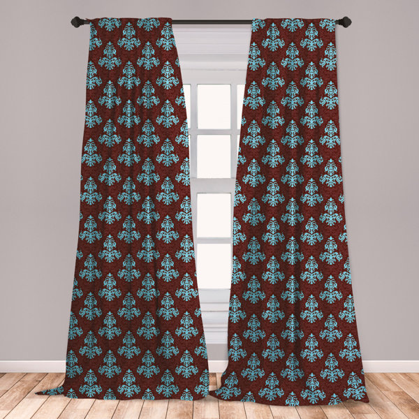East Urban Home Ambesonne Brown And Blue Window Curtains Victorian Antique Foliage Motifs With Baroque Curlicues Renaissance Pattern Lightweight Decorative Panels Set Of 2 With Rod Pocket 56 X 63 Brown Blue Wayfair