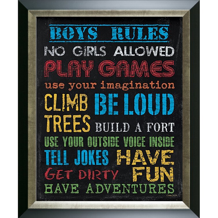 Pictures and Mirrors Boys Rules Framed Wall Art 