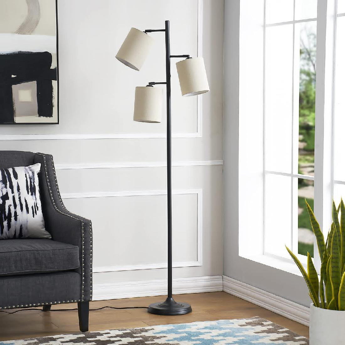 Latitude Run® Farmhouse Floor Lamp For Living Room,Rustic Industrial