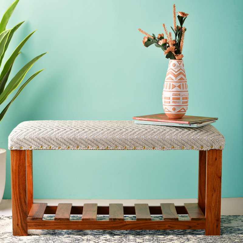 Foundry Select Silver And White Chevron Entryway Storage Accent Bench Wayfair Ca