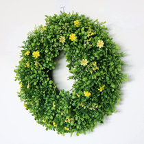 Artificial 17" Lighted Boxwood Wreath with Battery Power Unit 