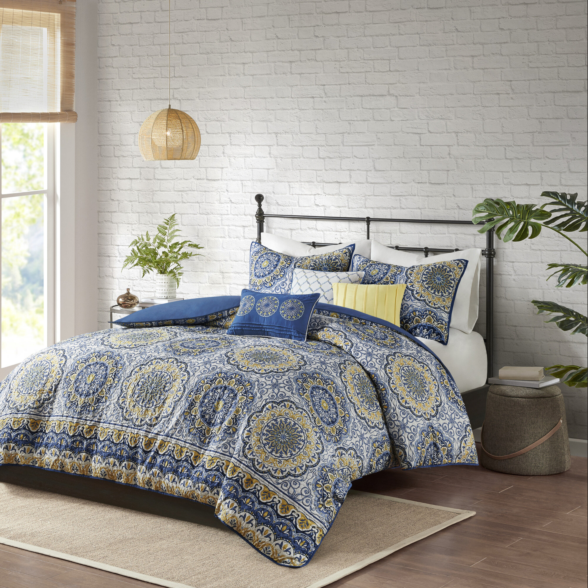 blue grey yellow duvet cover