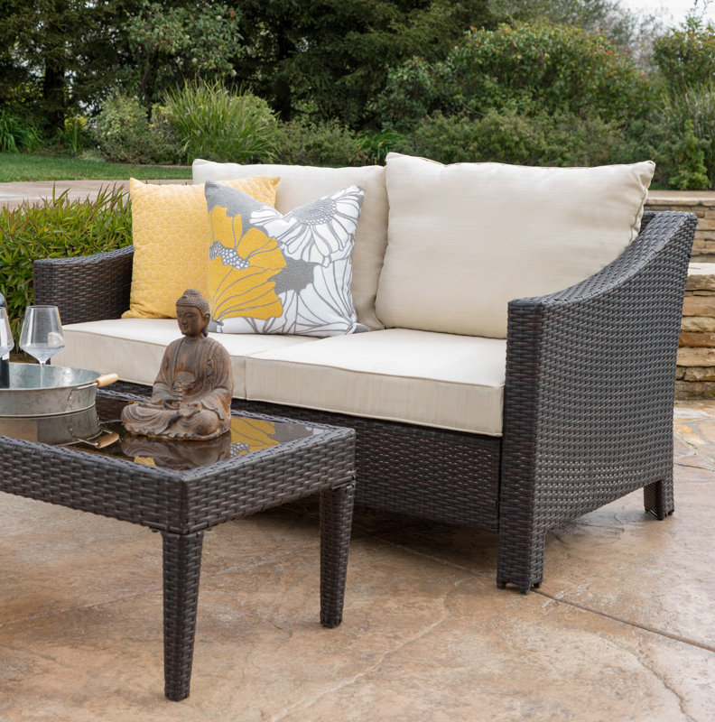 Home Loft Concepts Dragoon 2 Piece Rattan Sofa Set With Cushions Dragoon 2 Piece Rattan Sofa Set With Cushions