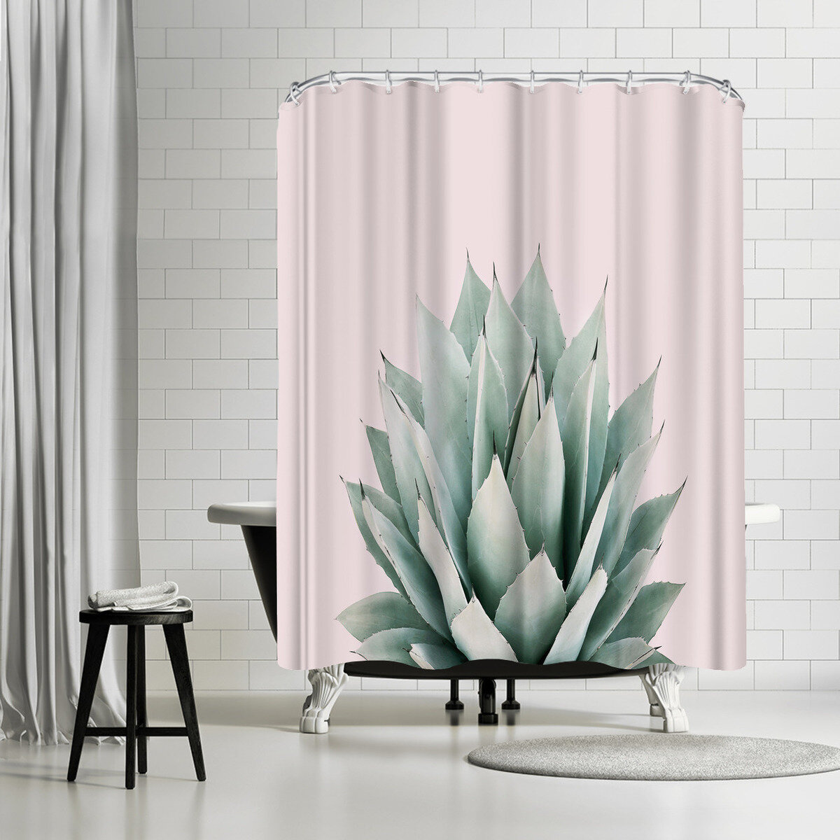 East Urban Home Sisi And Seb Blush Succulent Single Shower Curtain Wayfair