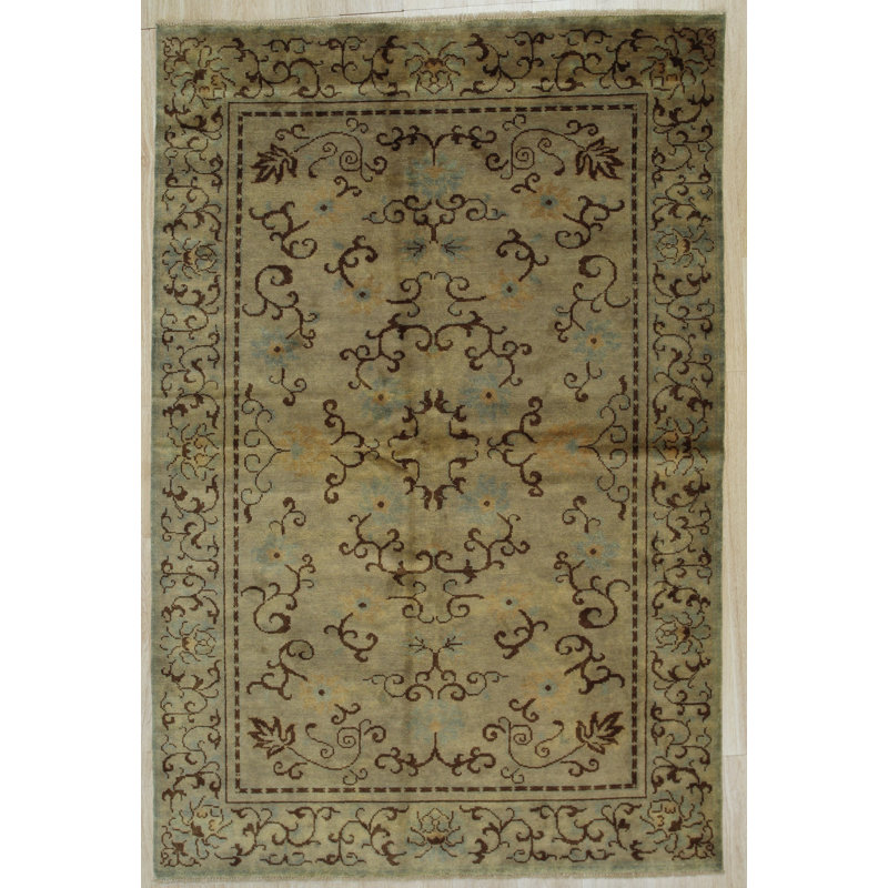 Canora Grey Belteau Hand Knotted Wool Green Rug Wayfair