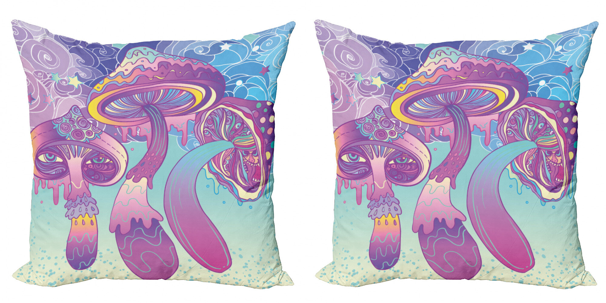 Set of 2 sofa pillow sets trippy psychedelic mushroom cushion cover 
