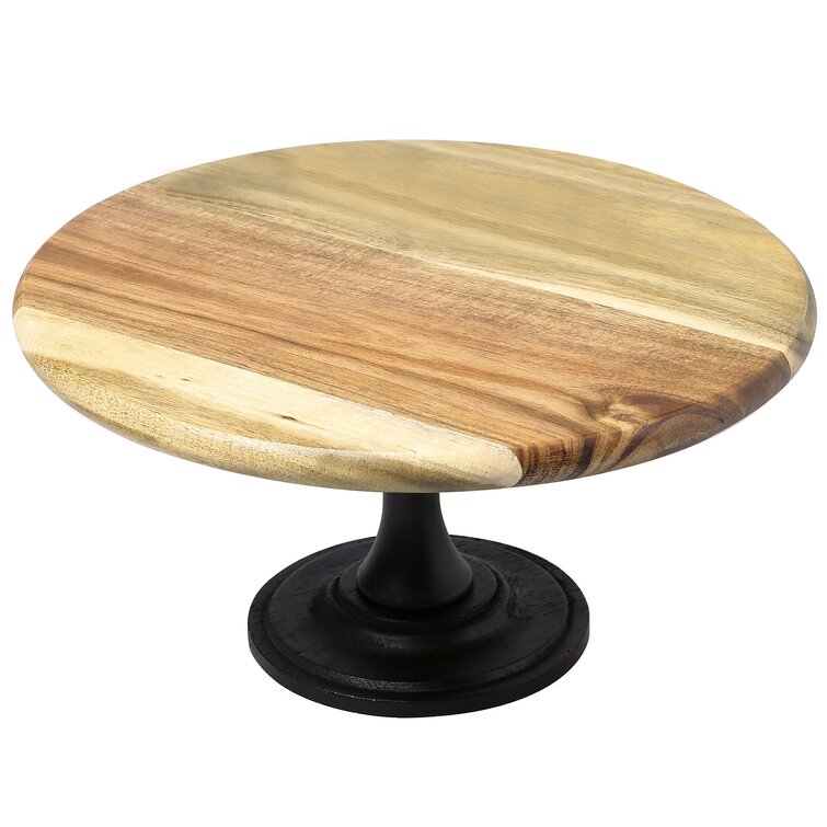 Rust-Free Metal Plate with Stand Black Brown Traditional Acacia Natural Finish 