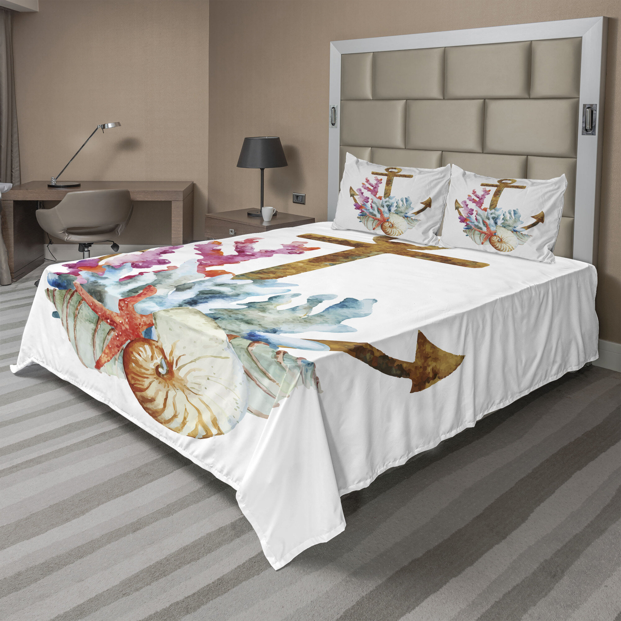 Ambesonne Underwater Flat Sheet Top Sheet Decorative Bedding 6 Sizes 
