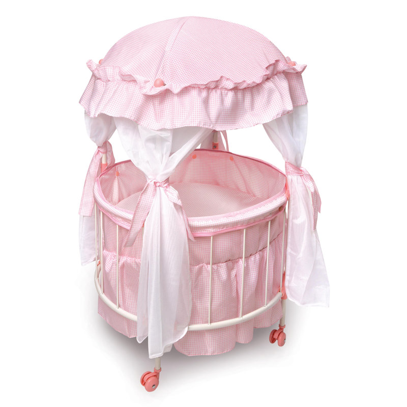 Badger Basket Royal Pavilion Round Doll Crib With Canopy And