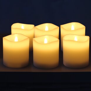 Huntington Home Battery Operated LED Wax Candle with Timer Feature Orange Yellow 
