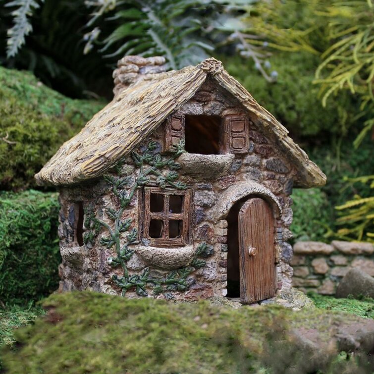 Fairy Hut with Stone Walls Fairy Garden Miniature House Treehouse for Gnomes