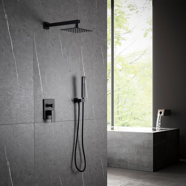 MODLAND Matte Black Shower System Wall Mounted Bathroom Rain Mixer ...