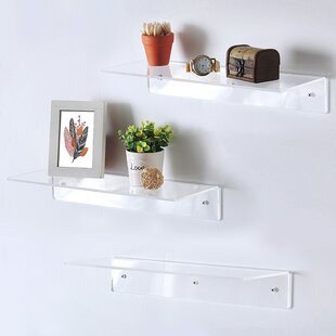 Contemporary, Acrylic Bathroom Shelf Sets 4 Clear Heavy Duty Floating Shelves 
