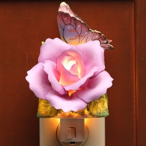 Butterfly with Lavender Rose Night Light