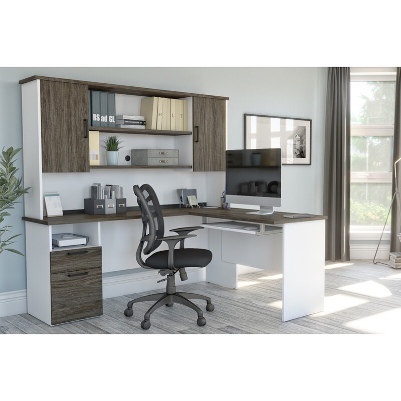 Featured image of post Grey L Shaped Desk With Hutch : Sears carries the latest office hutches and desks to comfortable to work at and feature plenty of storage space.