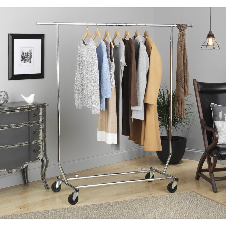 Rebrilliant Adjustable Rolling Clothes Rack & Reviews | Wayfair