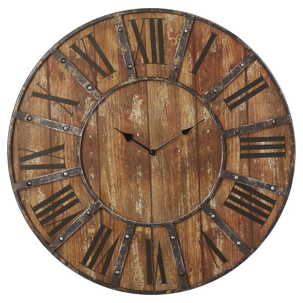 Big Wood Atomic Analog Battery Operated HI GIRL 12 inch Retro Wooden Wall Clock Farmhouse Decor Silent Non Ticking Wall Clocks Large Decorative Vintage Rustic Colorful Tuscan Country Outdoor
