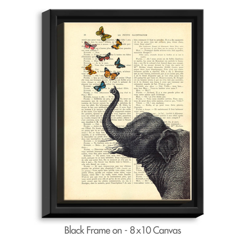 Dianochedesigns Elephant Butterflies Framed Painting Print On