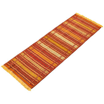 Foundry Select Zeman Handmade Kilim Wool Light Blue Light Orange Red Rug Wayfair