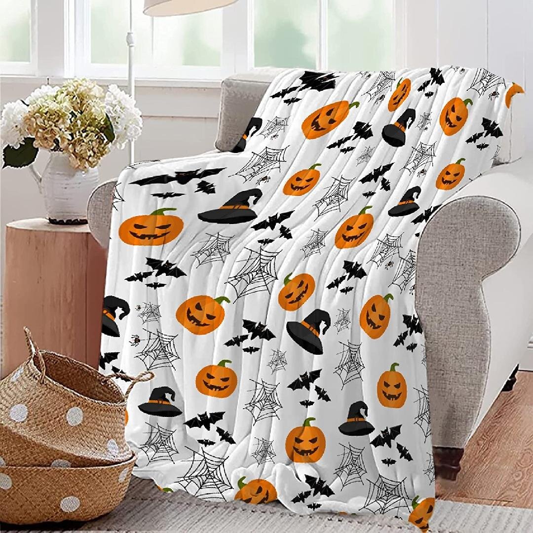 Halloween Pumpkin Flannel Fleece Blanket Microfiber Lightweight Super Soft Cozy for Bed Sofa Travel All Season 40x30for Pets 