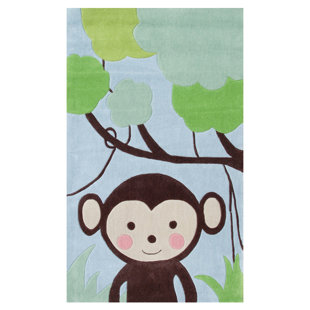 Monkey Rug Wayfair Blue Brown Kids Rug