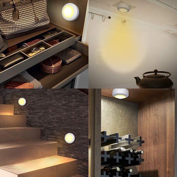 3/6x Wireless LED Puck Lights Color Changing Closet Under Cabinet Counter Remote 
