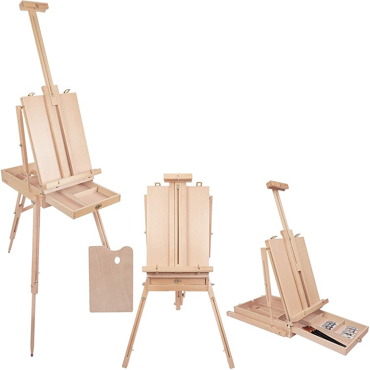 wayfair.co.uk | French Style Large Wooden Art Easel And Sketch Box - Adjustable To 180Cm/70 Inches High - Foldable Tripod Easel Stand With Artist Drawer And Painting Palette - Display Paintings & Portraits
