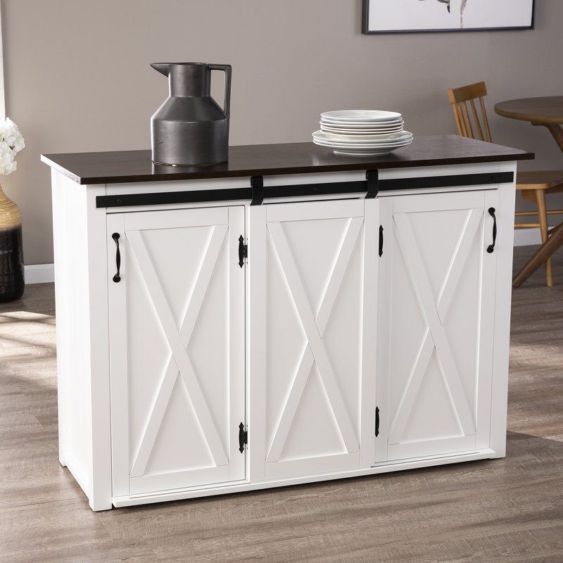 August Grove Leshire Barn Door Kitchen Island Wayfair