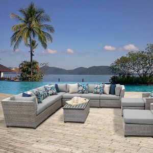 Florence Outdoor Wicker 13 Piece Sectional Seating Group with Cushion