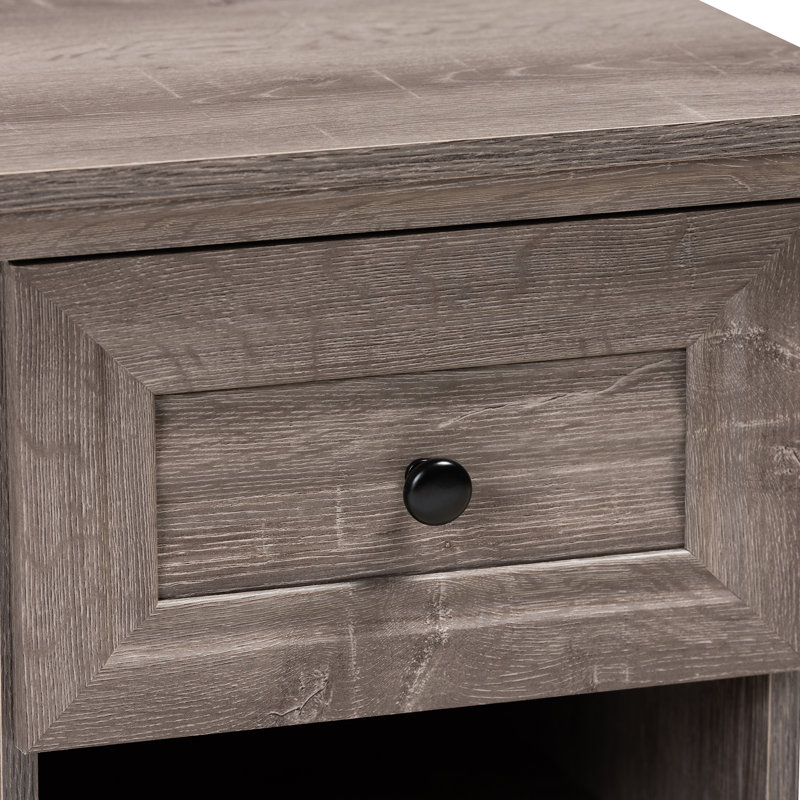 Gracie Oaks Hereth Distressed 1 Drawer Nightstand Wayfair