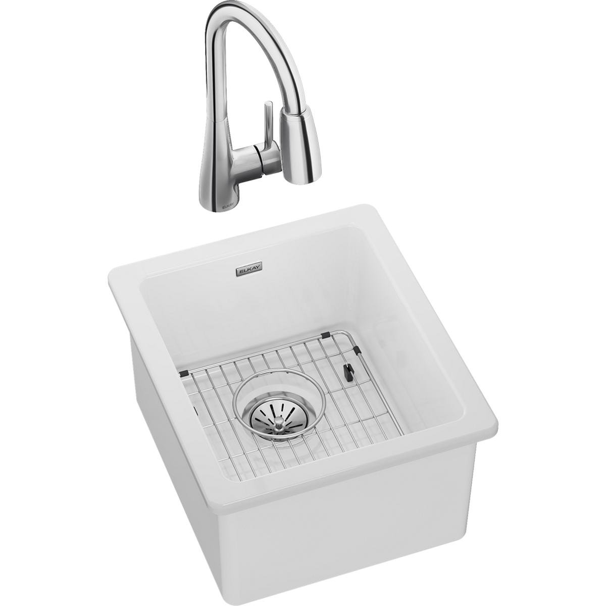 Elkay Fireclay 16" L x 19" W Undermount Bar Sink with Faucet Wayfair