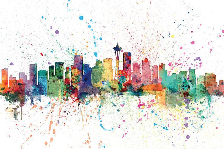 East Urban Home Rainbow Splash Skyline Series Seattle Washington