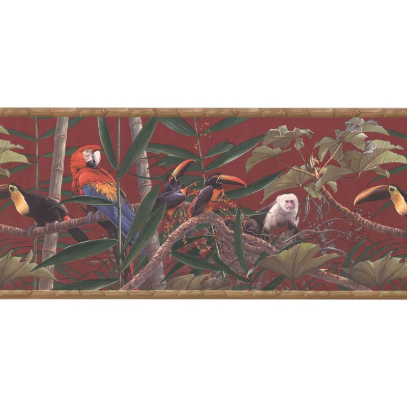 Bay Isle Home Hearn Birds And Monkey 15 L X 9 W Wallpaper Border