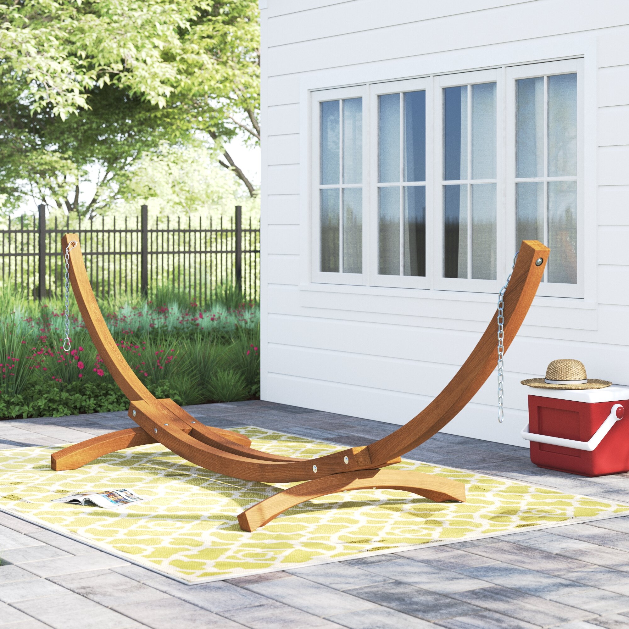 Samira Curved Arc Wood Hammock Stand