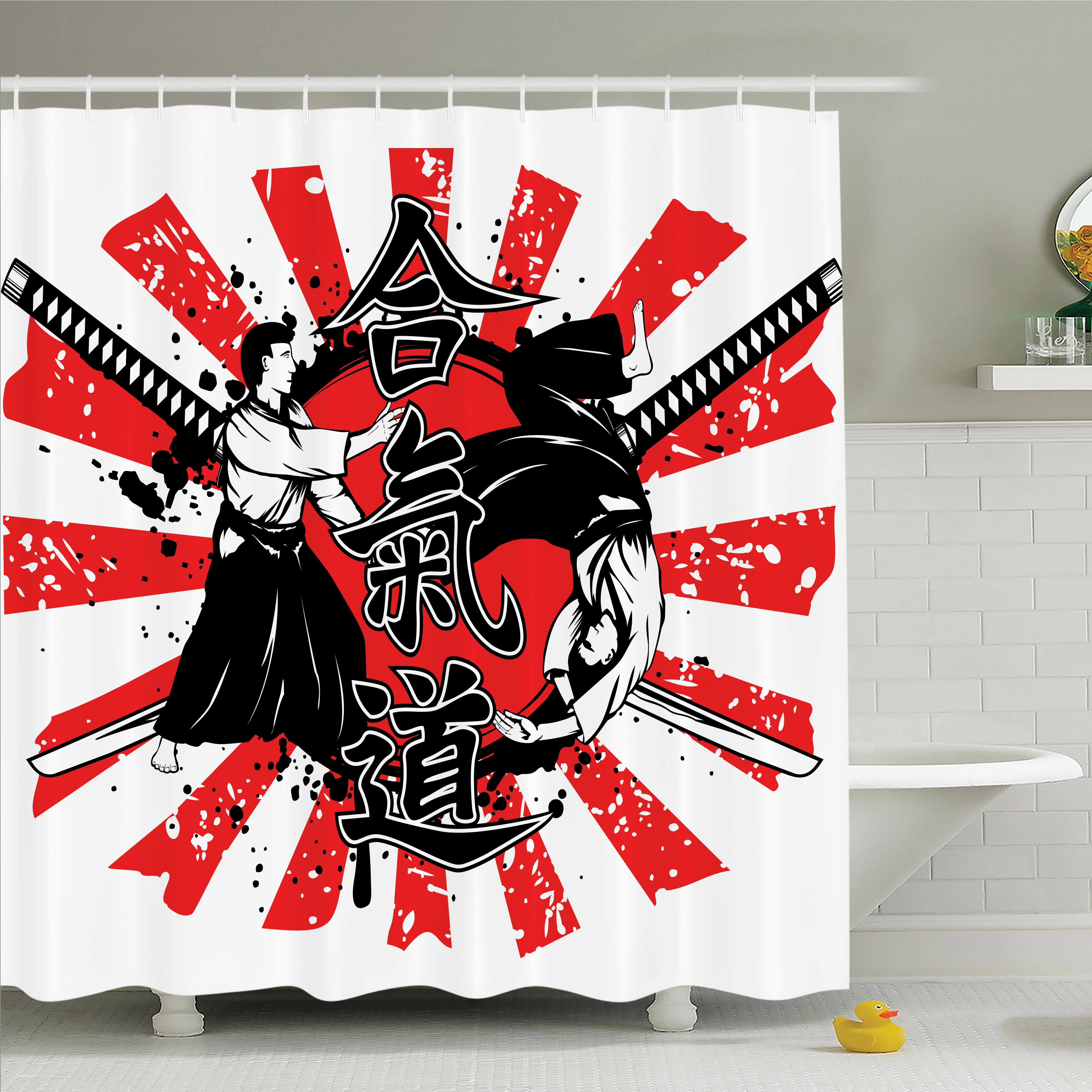 Latitude Run Rick Decor Samurai Mask Shower Curtain Set 