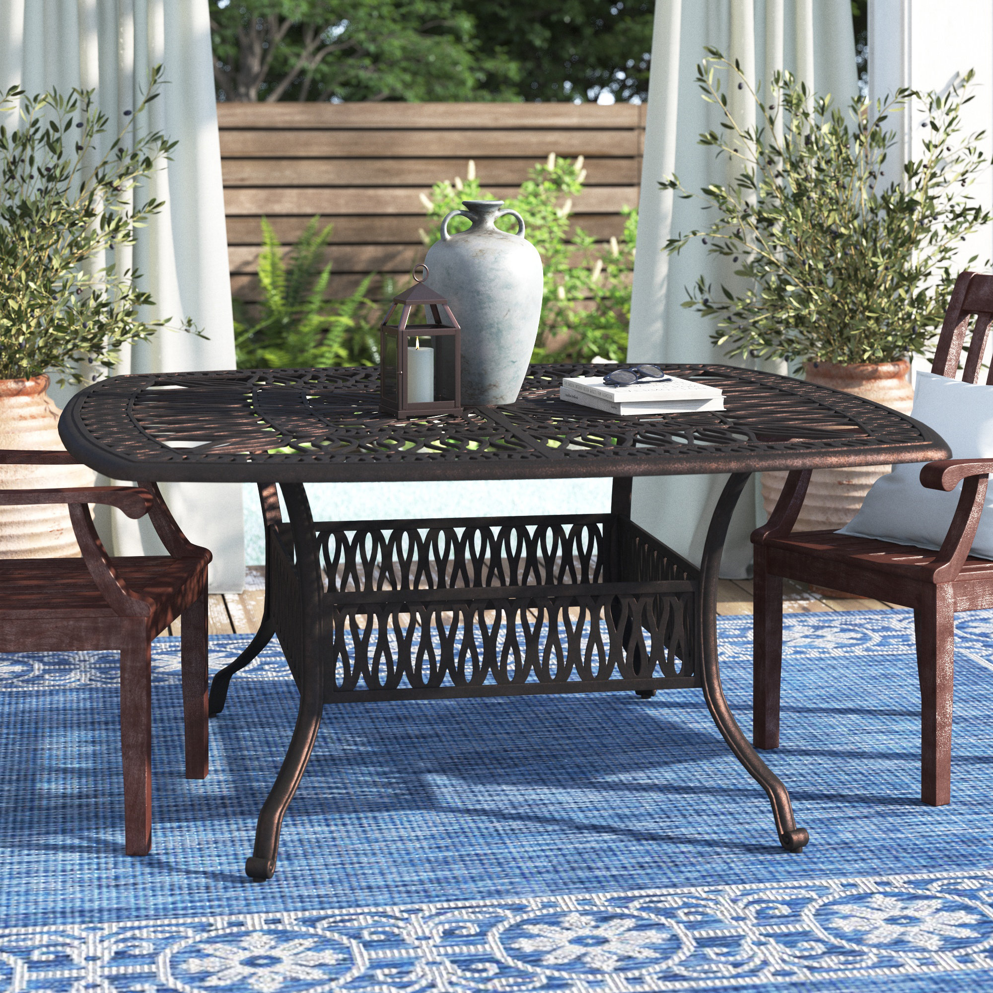 8 person outdoor dining table metal