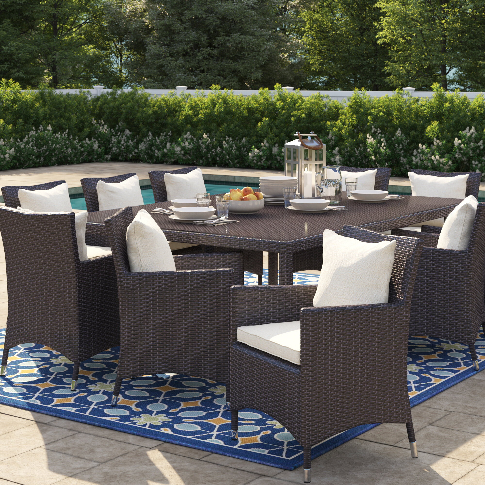 Sol 72 Outdoor Brentwood 11 Piece Outdoor Patio Dining Set With Cushions Reviews Wayfair Ca