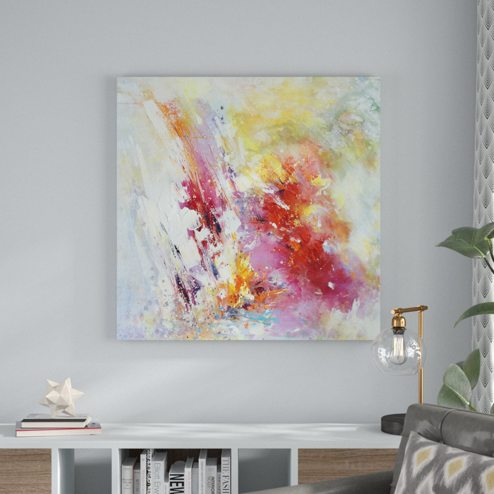 Wrought Studio Abstract Colors Wrapped Canvas Painting & Reviews
