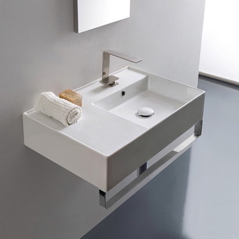 Scarabeo By Nameeks Ceramic 24 Wall Mounted Bathroom Sink With Overflow Wayfair