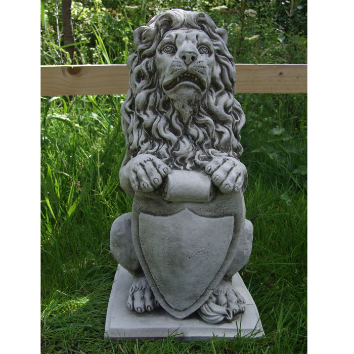 Luna Shield Lion Garden Statue