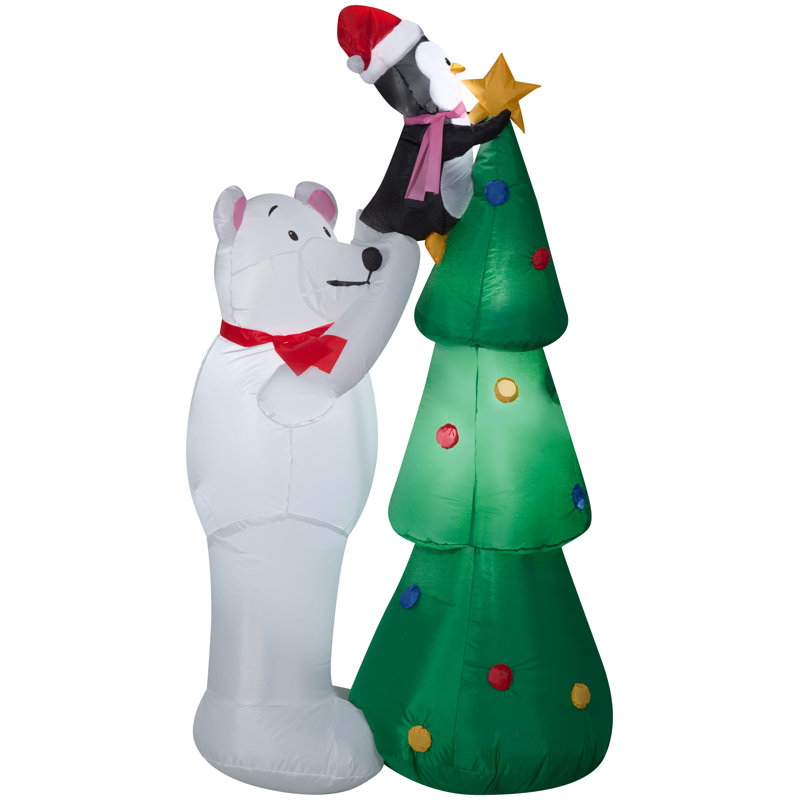 The Holiday Aisle Polar Bear And Penguin Decorating Tree Scene