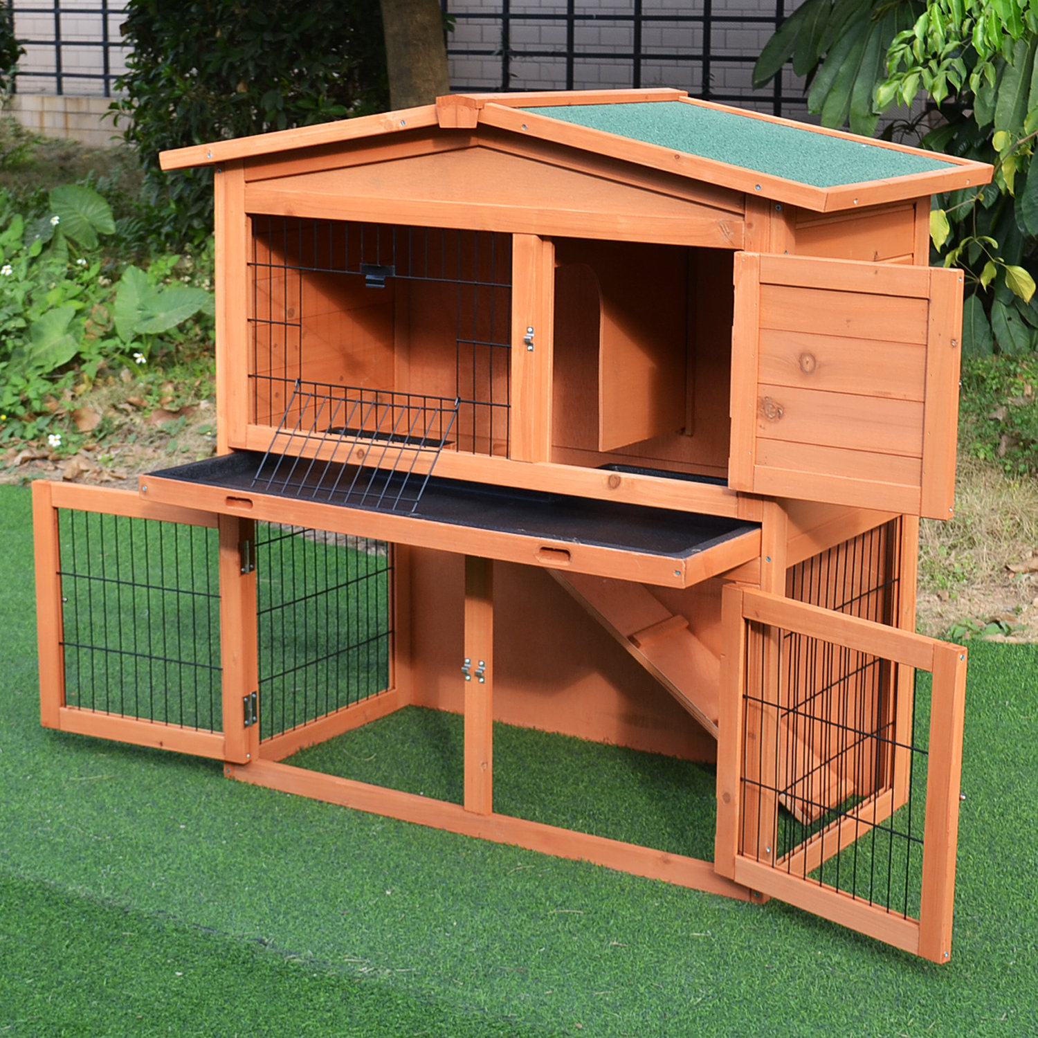 indoor rabbit hutch with pull out tray