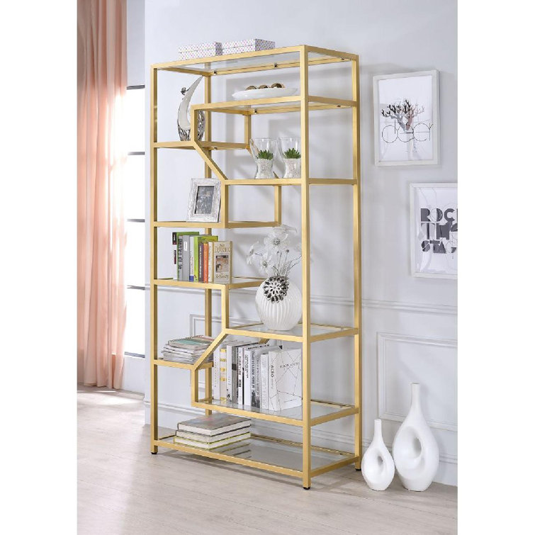 zhong_hua Gold And Transparent Glass Bookshelves Wayfair