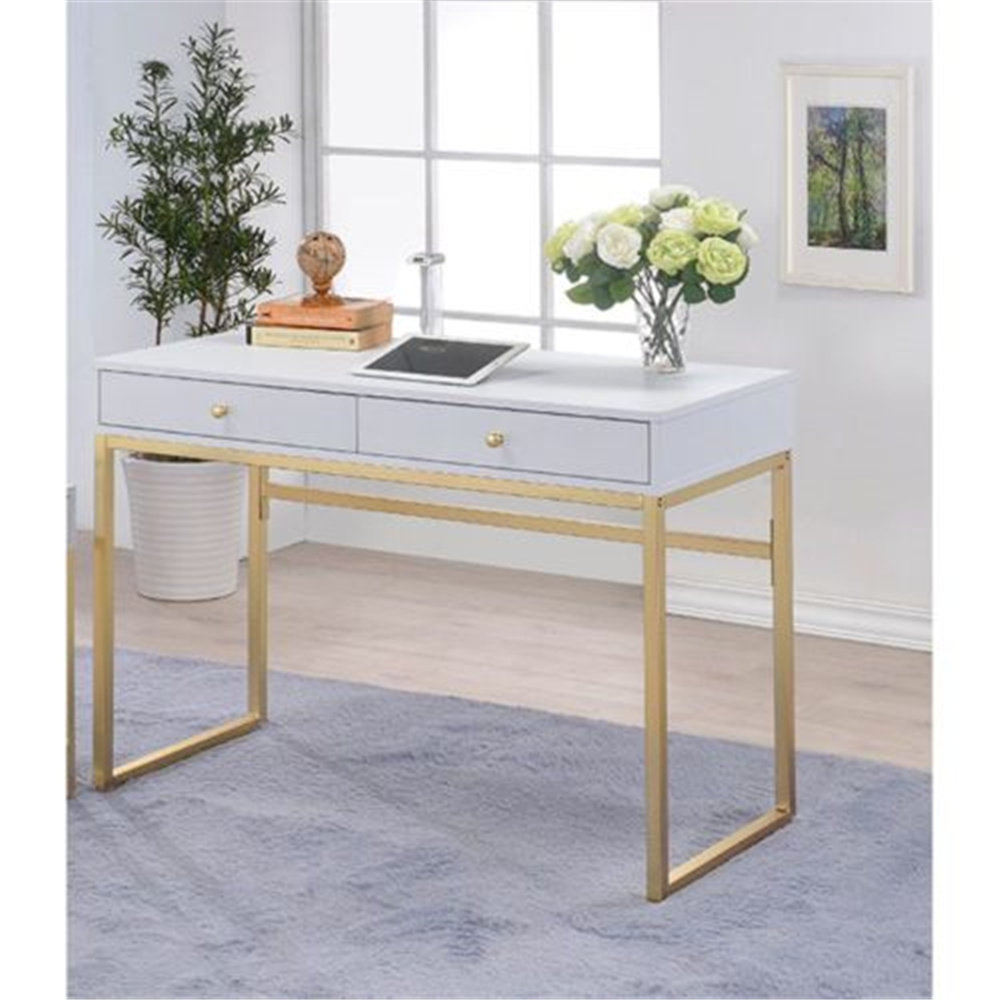 Writing desk white and gold Clearance