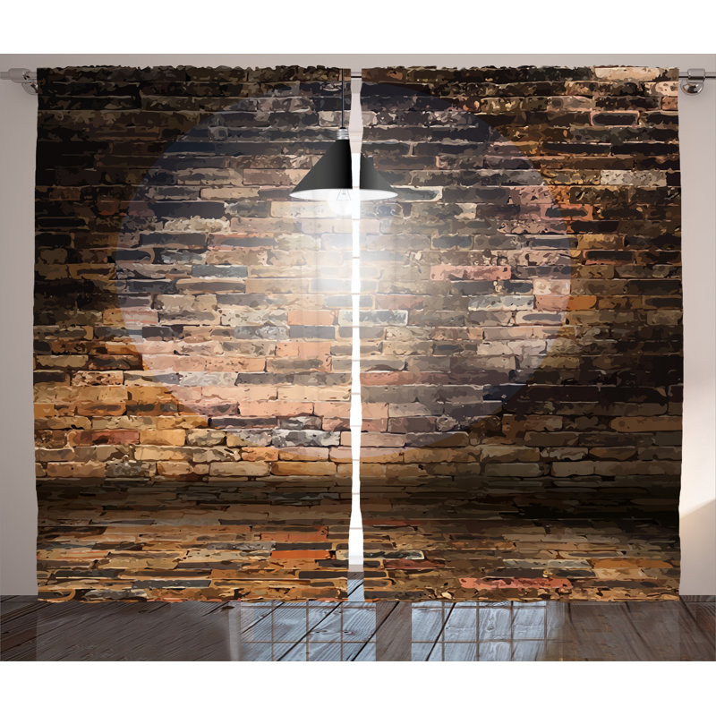 East Urban Home Bricks Ceiling Lamp Rustic Home Decor Graphic Print Room Darkening Rod Pocket Curtain Panels Wayfair