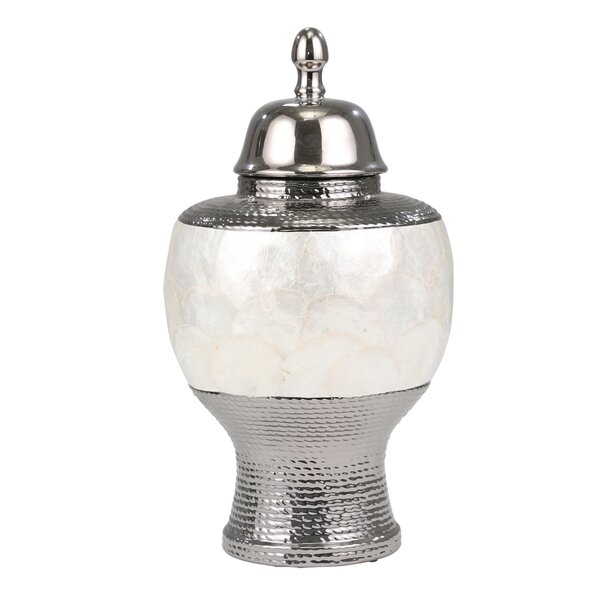 Large Silver Hill Interiors Silver Ceramic Urn Home