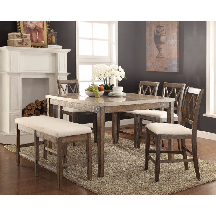 Chantalle Amicable Marble Top Counter Height Dining Table Chantalle Amicable Marble Top Counter Height Dining Table