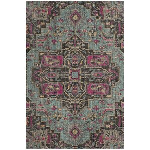 Bunn Oriental Light Blue/Black Area Rug