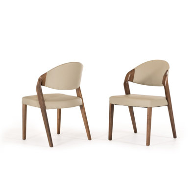 Bratislav Mid-Century Beige & Walnut Dining Chair